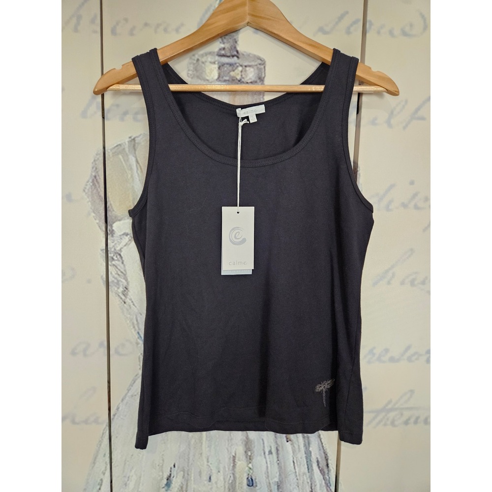 Calme Johnny Was Organic‎ Cotton Essential Tank Top Black Small NEW